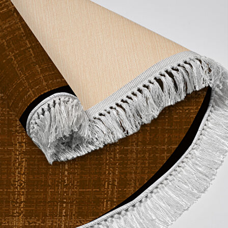 Alanur Home Kaymaz Taban Djt Banyo Mutfak Salon Halı Yıldız Deri Saçaklı Yuvarlak Dokuma Desen E5007