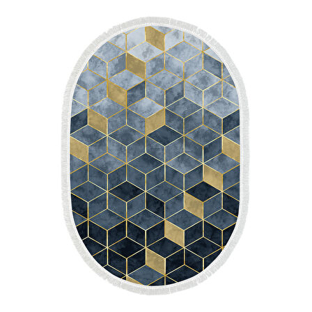 Dekoreko Kaymaz Taban Djt Salon Halısı Yıldız Deri Saçaklı Oval İskandinav 2146M