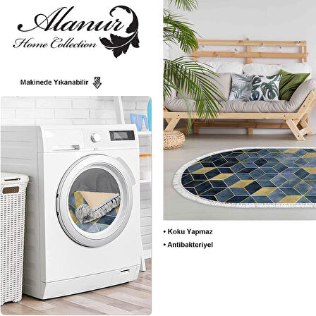 Dekoreko Kaymaz Taban Djt Salon Halısı Yıldız Deri Saçaklı Oval İskandinav 2146M