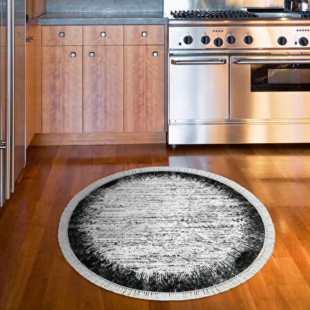 Dekoreko Kaymaz Taban Djt Mutfak Halısı Star Pamuk Saçaklı Yuvarlak Modern 1342