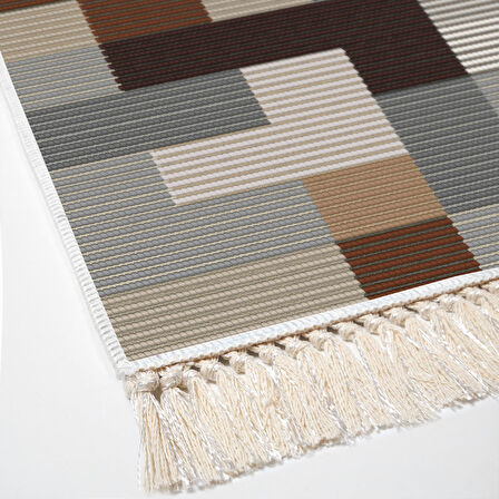 Dekoreko Kaymaz Taban Djt Salon Halısı Star Pamuk Saçaklı Modern Mu113