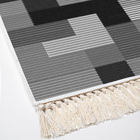 Dekoreko Kaymaz Taban Djt Mutfak Halısı Yıldız Deri Saçaklı Modern Mu113