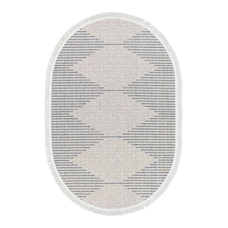 Dekoreko Kaymaz Taban Djt Salon Halısı Trend Saçaklı Oval İskandinav F5085