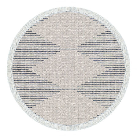 Dekoreko Kaymaz Taban Djt Mutfak Halısı Yıldız Deri Saçaklı Yuvarlak İskandinav F5085