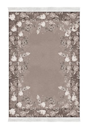 Dijital Baskılı Dikdörtgen Salon Halısı | Kaymaz Yıkanabilir | Keçe Taban Saçaklı | Çiçekli | P1388