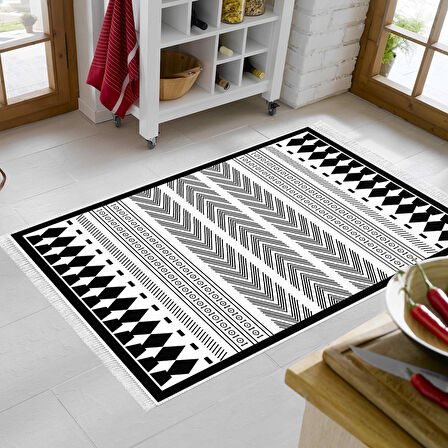 Dekoreko Kaymaz Taban Djt Mutfak Halısı Trend Saçaklı İskandinav M1273