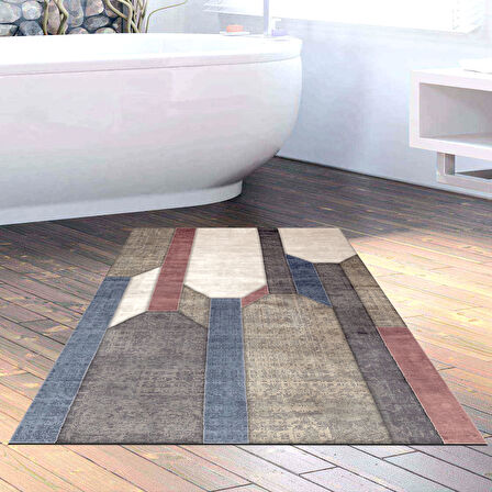 Dekoreko Kaymaz Taban Djt Banyo Halısı Trend Modern S6505