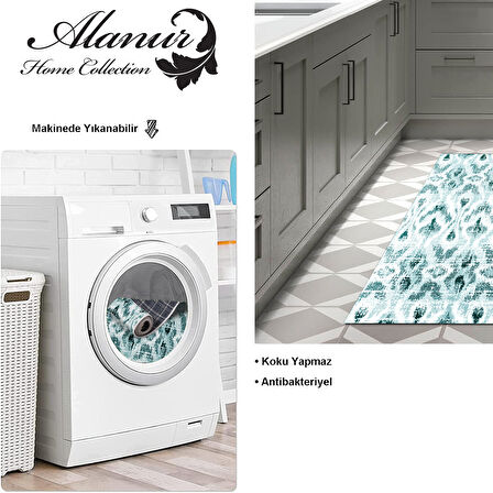 Dekoreko Kaymaz Taban Djt Mutfak Halısı Star Pamuk İskandinav F5136