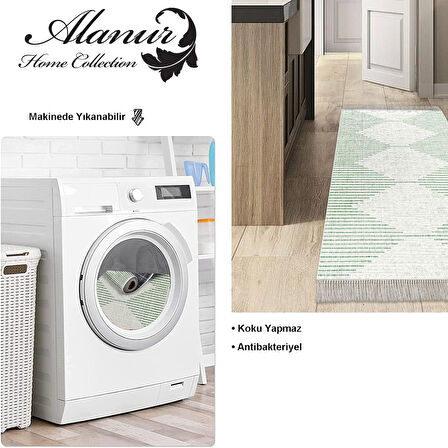 Dekoreko Kaymaz Taban Djt Mutfak Halısı Star Pamuk Saçaklı İskandinav F5085