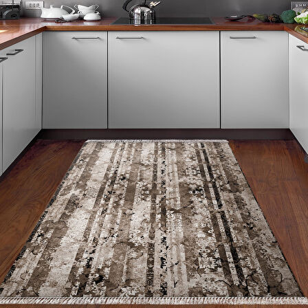 Dekoreko Kaymaz Taban Djt Mutfak Halısı Yıldız Deri Saçaklı Modern Mu147