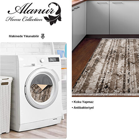 Dekoreko Kaymaz Taban Djt Mutfak Halısı Yıldız Deri Saçaklı Modern Mu147