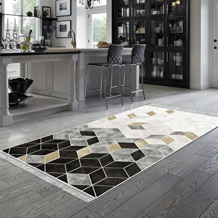 Dekoreko Kaymaz Taban Djt Mutfak Halısı Yıldız Deri Saçaklı İskandinav 2146M