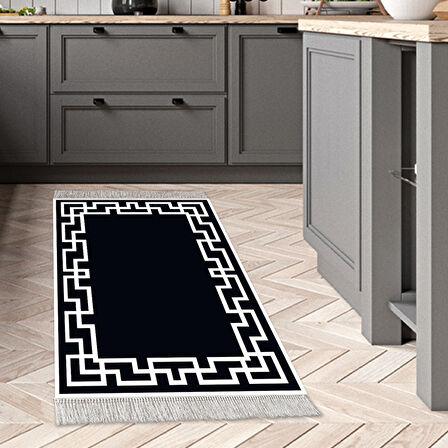 Dekoreko Kaymaz Taban Djt Mutfak Halısı Yıldız Deri Saçaklı Modern F5035