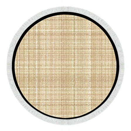 Alanur Home Kaymaz Taban Djt Banyo Mutfak Salon Halı Yıldız Deri Saçaklı Yuvarlak Dokuma Desen E5007