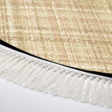 Alanur Home Kaymaz Taban Djt Banyo Mutfak Salon Halı Yıldız Deri Saçaklı Yuvarlak Dokuma Desen E5007