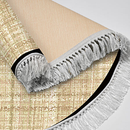 Alanur Home Kaymaz Taban Djt Banyo Mutfak Salon Halı Yıldız Deri Saçaklı Yuvarlak Dokuma Desen E5007