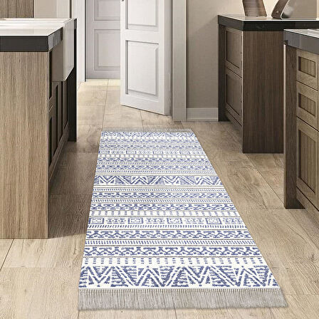 Dekoreko Kaymaz Taban Djt Mutfak Halısı Star Pamuk Saçaklı İskandinav F5082