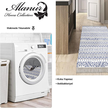 Dekoreko Kaymaz Taban Djt Mutfak Halısı Star Pamuk Saçaklı İskandinav F5082