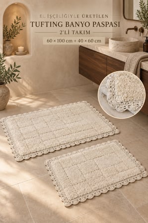 Alanur Bodrum Tufting Cotton Pamuklu El Işi Örgülü 2 li Paspas 109