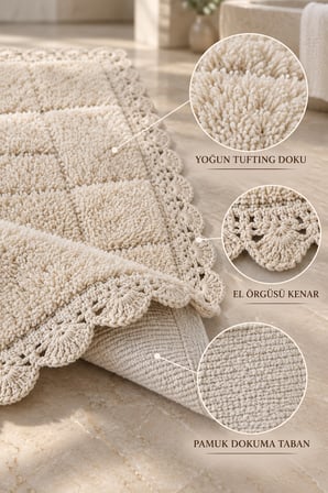 Alanur Bodrum Tufting Cotton Pamuklu El Işi Örgülü 2 li Paspas 109