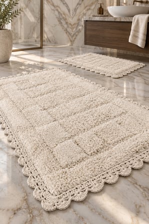 Alanur Bodrum Tufting Cotton Pamuklu El Işi Örgülü 2 li Paspas 109