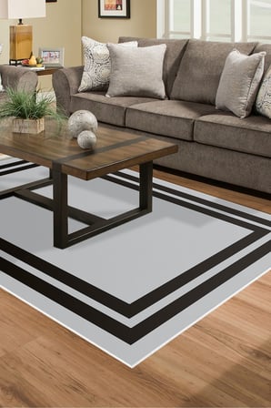 Dijital Baskılı Dikdörtgen Salon Halısı | Kaymaz Yıkanabilir | Keçe Taban | Geometrik | 1696