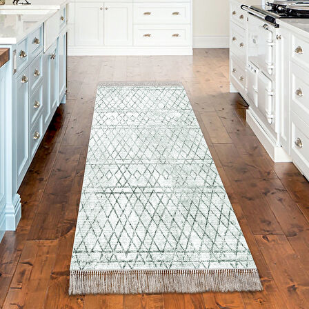 Dekoreko Kaymaz Taban Djt Mutfak Halısı Trend Saçaklı İskandinav F5079