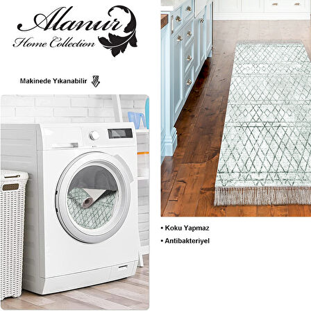 Dekoreko Kaymaz Taban Djt Mutfak Halısı Trend Saçaklı İskandinav F5079