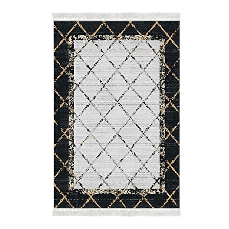 Dekoreko Kaymaz Taban Djt Salon Halısı Star Pamuk Saçaklı Modern M5129