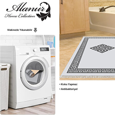 Dekoreko Kaymaz Taban Djt Banyo Halısı Yıldız Deri Saçaklı Modern 656M