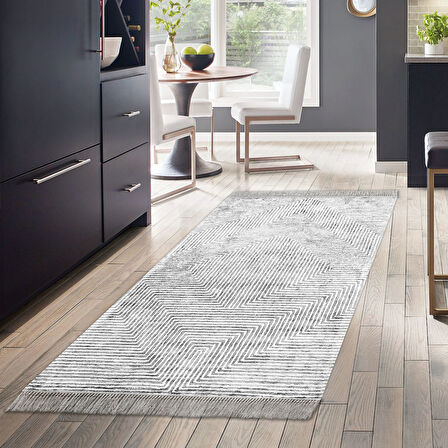 Dekoreko Kaymaz Taban Djt Mutfak Halısı Yıldız Deri Saçaklı Modern Mu134