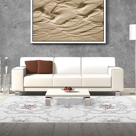 Dekoreko Kaymaz Taban Djt Salon Halısı Yıldız Deri Saçaklı Modern 1494