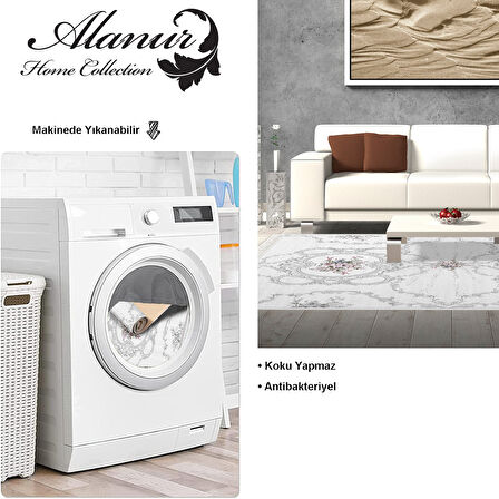 Dekoreko Kaymaz Taban Djt Salon Halısı Yıldız Deri Saçaklı Modern 1494