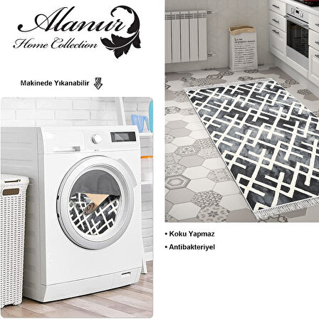 Dekoreko Kaymaz Taban Djt Mutfak Halısı Yıldız Deri Saçaklı İskandinav S5039