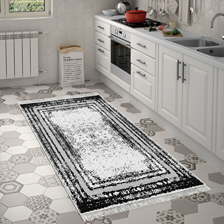 Dekoreko Kaymaz Taban Djt Mutfak Halısı Star Pamuk Saçaklı Modern M5132