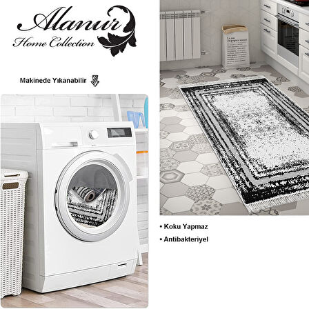 Dekoreko Kaymaz Taban Djt Mutfak Halısı Star Pamuk Saçaklı Modern M5132