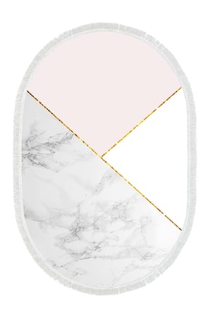 Kaymaz Dijital Mutfak & Salon Halı Trend Saçaklı Oval Geometrik E5008