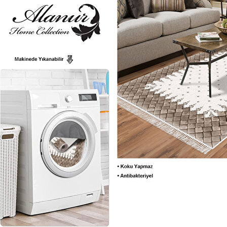 Dekoreko Kaymaz Taban Djt Salon Halısı Trend Saçaklı Modern 1529