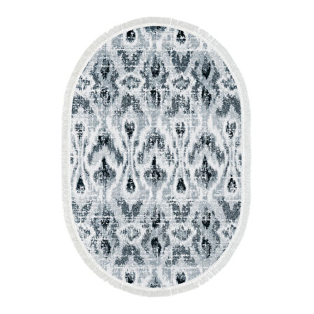 Dekoreko Kaymaz Taban Djt Salon Halısı Star Pamuk Saçaklı Oval İskandinav F5136