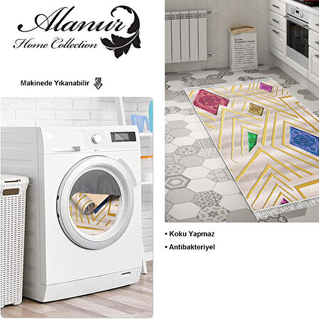 Dekoreko Kaymaz Taban Djt Mutfak Halısı Yıldız Deri Saçaklı Modern P1337