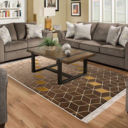 Dekoreko Kaymaz Taban Djt Salon Halısı Star Pamuk Saçaklı Modern 719