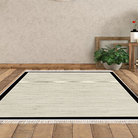 Alanur Home Kaymaz Taban Djt Banyo Mutfak Salon Halı  Trend Saçaklı Dokuma Desen E5001