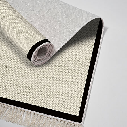 Alanur Home Kaymaz Taban Djt Banyo Mutfak Salon Halı  Trend Saçaklı Dokuma Desen E5001