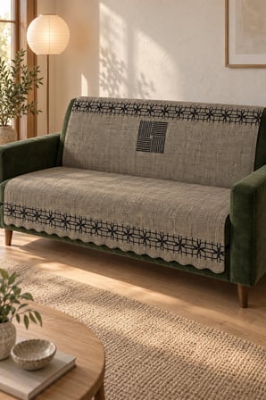 Çok Amaçlı Kadife Koltuk Örtüsü Kaymaz Süngerli 165x215 cm Modern Bohem Çekyat Şalı Piknik Masa Örtüsü ALK3