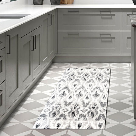 Dekoreko Kaymaz Taban Djt Mutfak Halısı Yıldız Deri İskandinav F5136