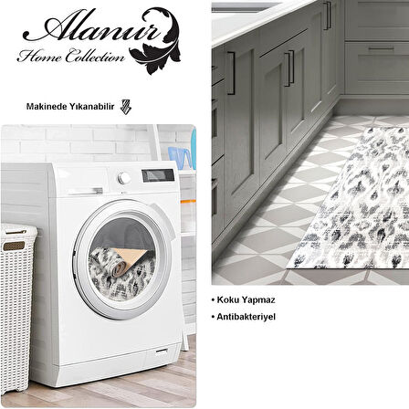 Dekoreko Kaymaz Taban Djt Mutfak Halısı Yıldız Deri İskandinav F5136