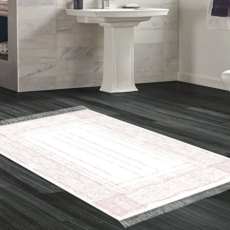 Dekoreko Kaymaz Taban Djt Banyo Halısı Trend Saçaklı Modern M5076