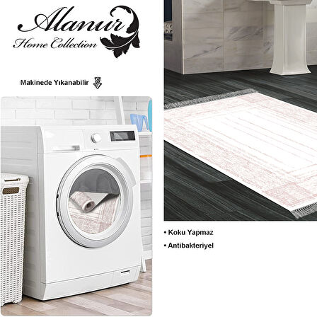 Dekoreko Kaymaz Taban Djt Banyo Halısı Trend Saçaklı Modern M5076