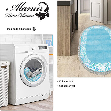 Dekoreko Kaymaz Taban Djt Mutfak Halısı Star Pamuk Saçaklı Oval Modern 1460