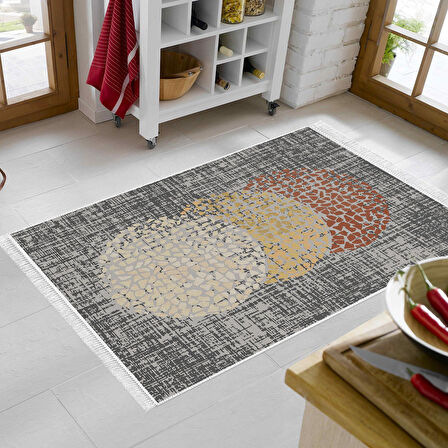 Dekoreko Kaymaz Taban Djt Mutfak Halısı Star Pamuk Saçaklı Modern E4052